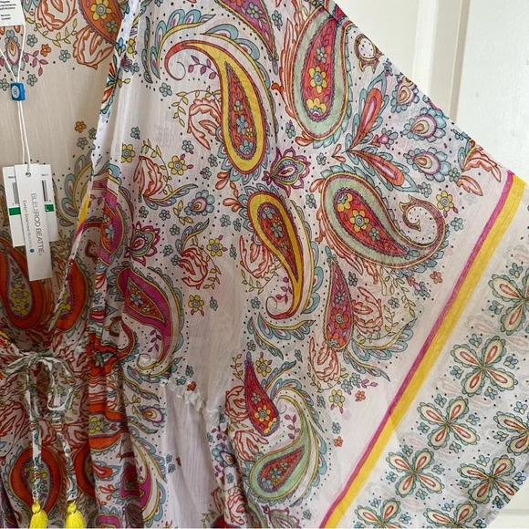 NWT Bleu Rod Beattie size Large Semi Sheer Paisley Swim Cover Up Dress Floral - Picture 6 of 7